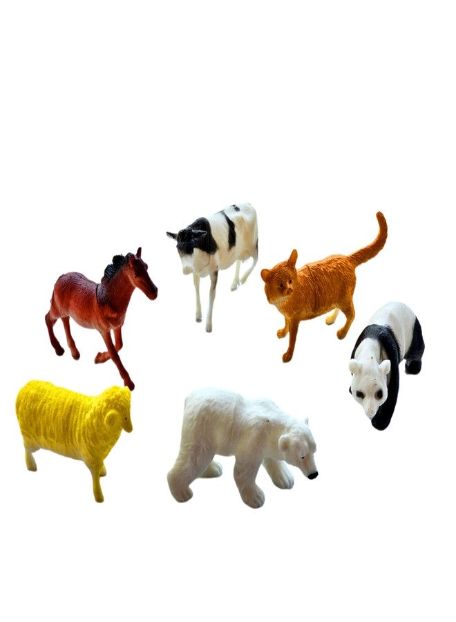 SSKR Animal Figure Toy Set of 6 Pcs | Farm & Jungle Animal Figure Playsets | Birthday & Return Gifts for Kids (Big Size Farm & Jungle Animals) - Image 4